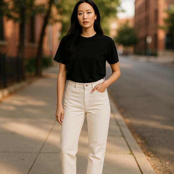 Everlane Denim - Everlane Jeans Womens 27 Bone White The Cheeky Straight High Rise Classic NWT